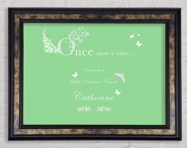 Once Upon A Time Your Name Green Framed Print