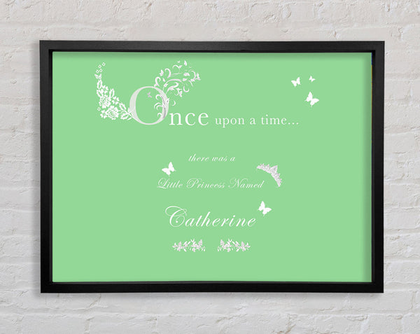 Once Upon A Time Your Name Green Framed Print