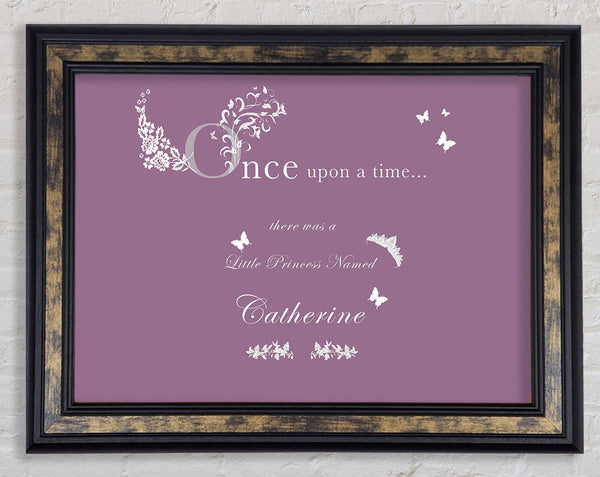 Once Upon A Time Your Name Dusty Pink Framed Print