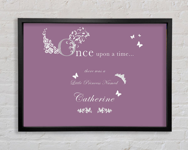 Once Upon A Time Your Name Dusty Pink Framed Print