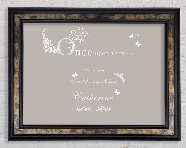 Once Upon A Time Your Name Beige Framed Print