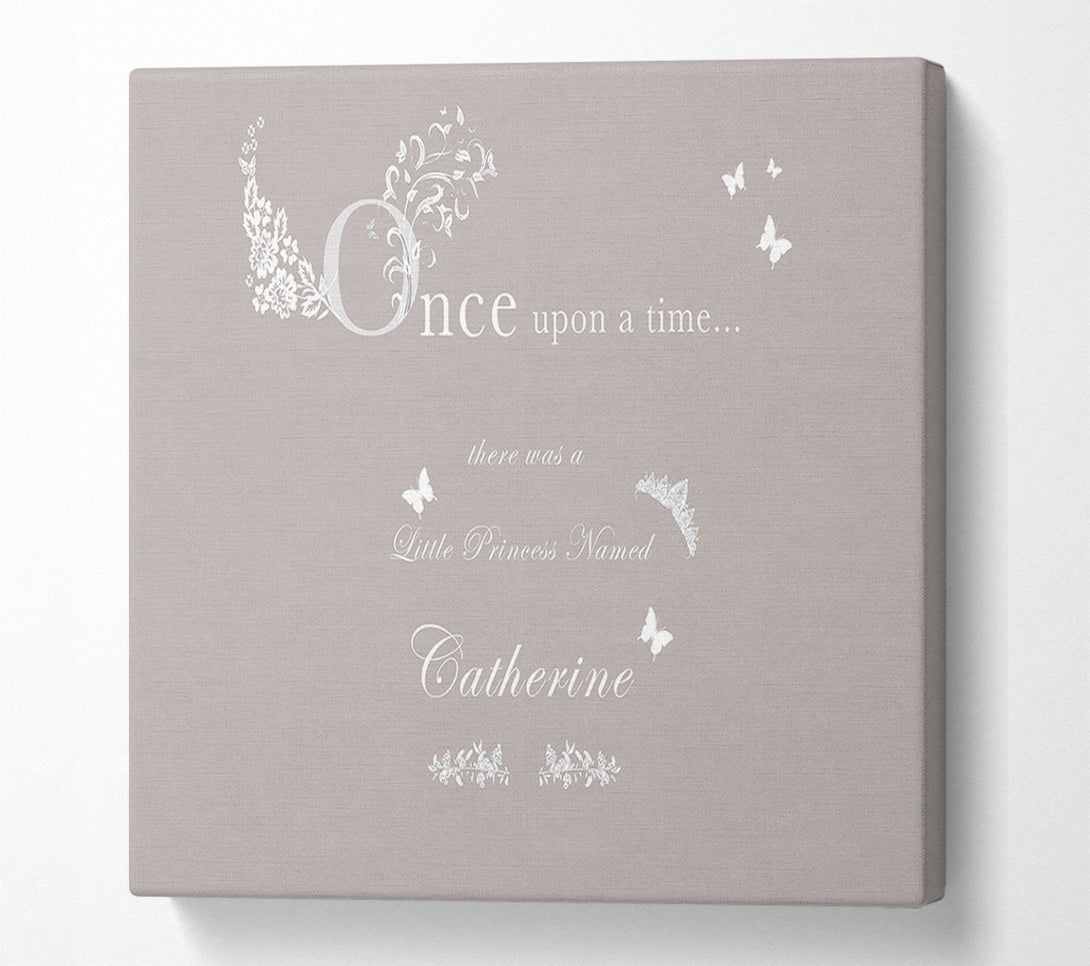  A Canvas Print of Once Upon A Time Your Name Beige Canvas Print