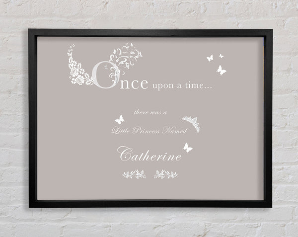 Once Upon A Time Your Name Beige Framed Print