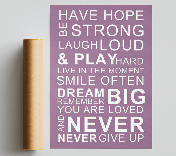 Family Quote Have Hope Be Strong Laugh Loud Dusty Pink Giclee Print