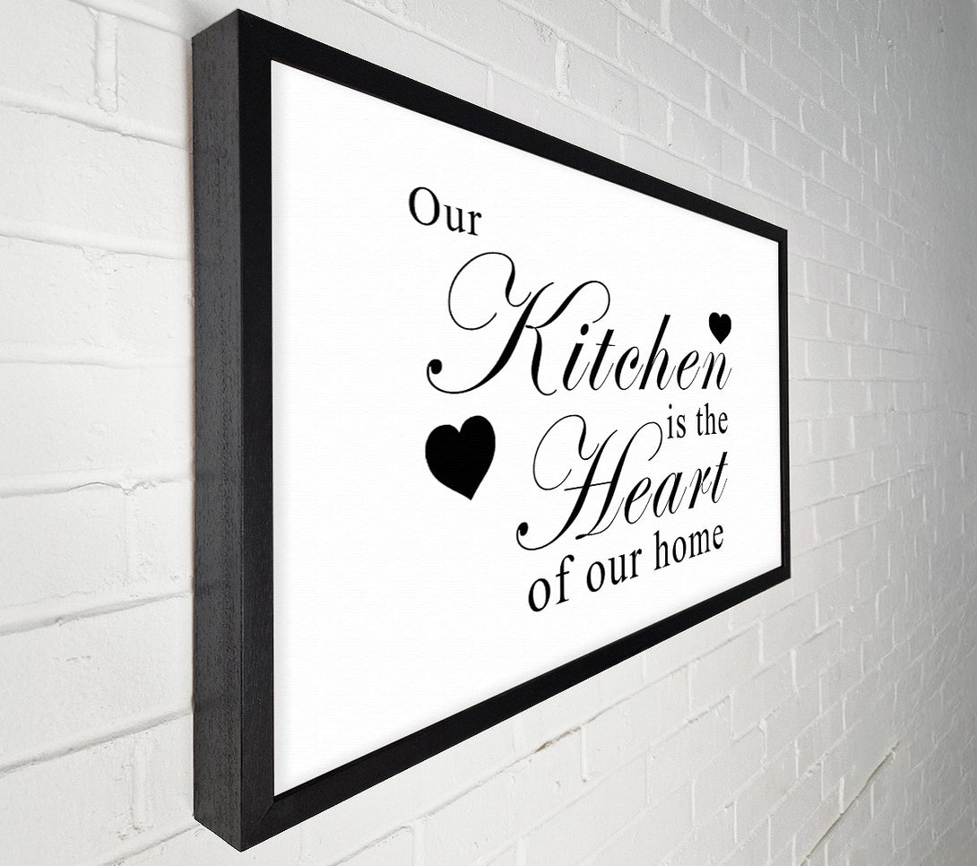  A Canvas Print of Kitchen Quote Our Kitchen Is The Heart White Canvas Print