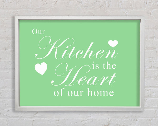 Kitchen Quote Our Kitchen Is The Heart Green Framed Print