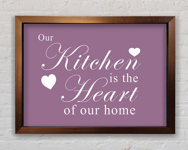 Kitchen Quote Our Kitchen Is The Heart Dusty Pink Framed Print