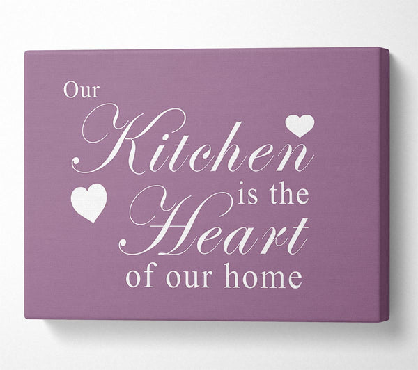  A Canvas Print of Kitchen Quote Our Kitchen Is The Heart Dusty Pink Canvas Wall Art
