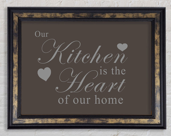 Kitchen Quote Our Kitchen Is The Heart Chocolate Framed Print