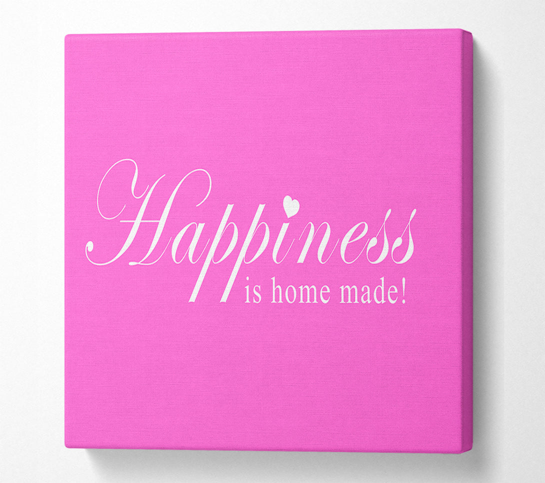  A Canvas Print of Home Quote Happiness Is Home Made Vivid Pink Canvas Print