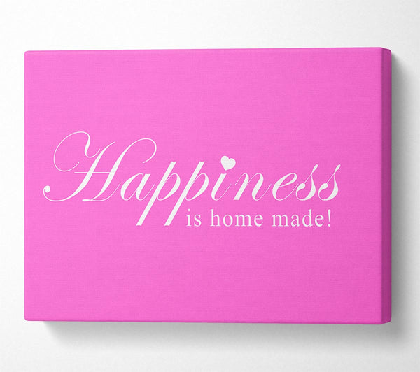  A Canvas Print of Home Quote Happiness Is Home Made Vivid Pink Canvas Print