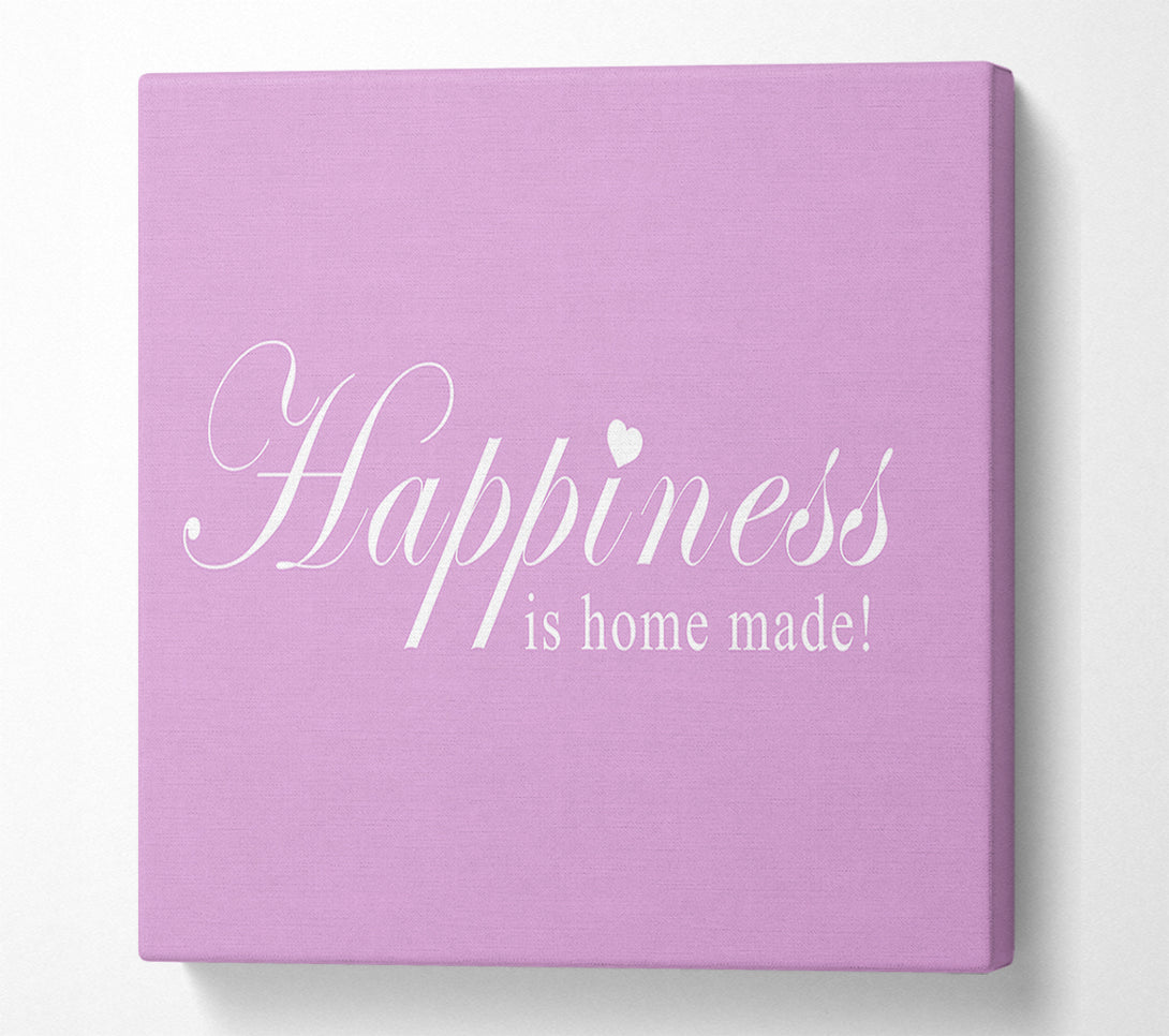  A Canvas Print of Home Quote Happiness Is Home Made Pink Canvas Wall Art
