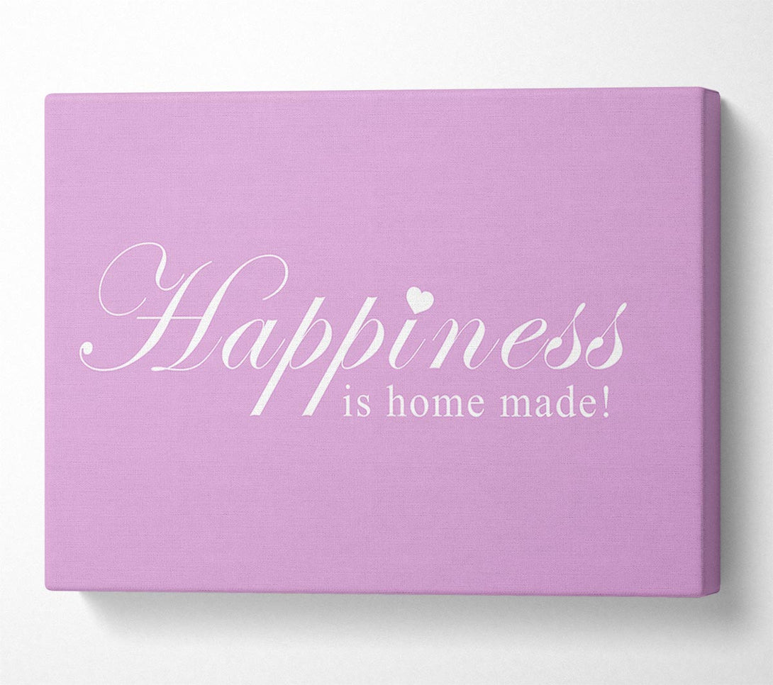  A Canvas Print of Home Quote Happiness Is Home Made Pink Canvas Wall Art