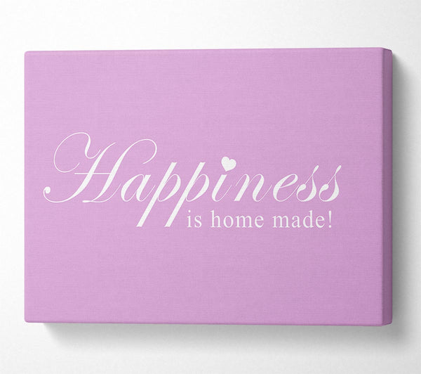  A Canvas Print of Home Quote Happiness Is Home Made Pink Canvas Wall Art