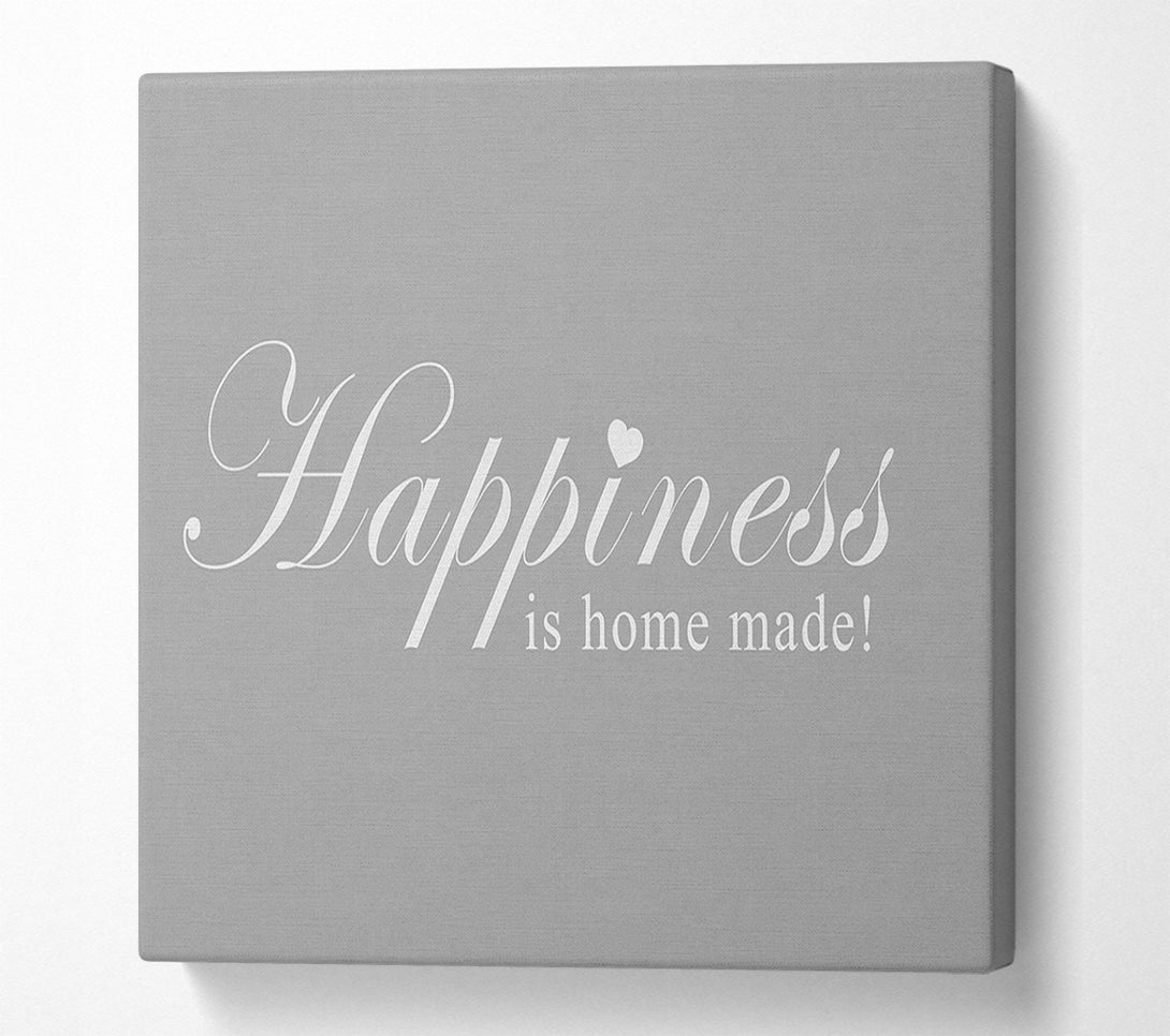  A Canvas Print of Home Quote Happiness Is Home Made Grey White Canvas Wall Art