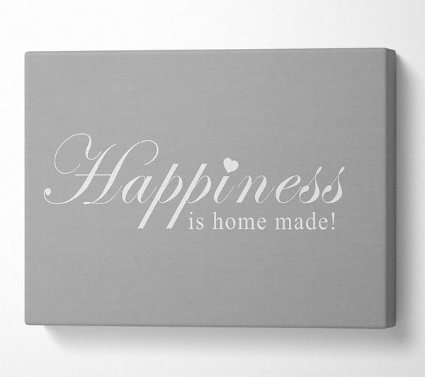  A Canvas Print of Home Quote Happiness Is Home Made Grey White Canvas Wall Art