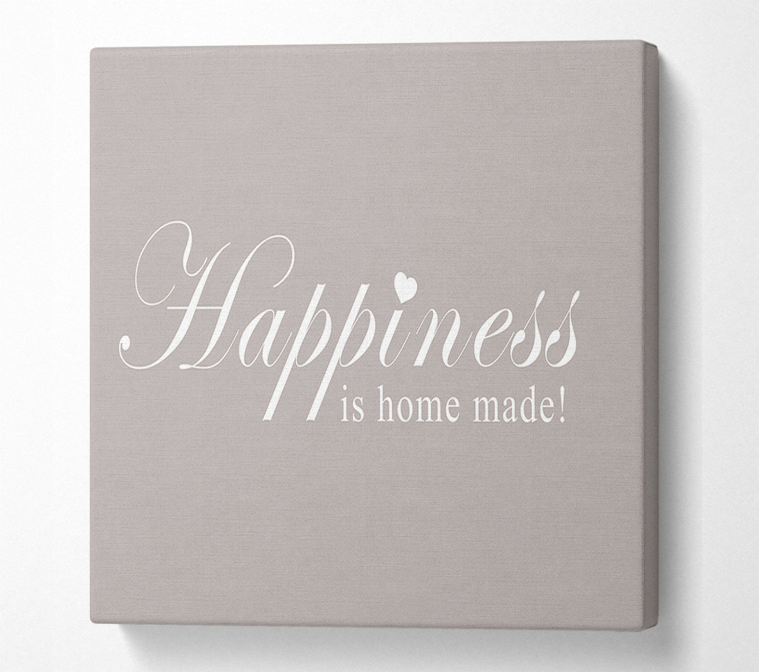  A Canvas Print of Home Quote Happiness Is Home Made Beige Canvas Art