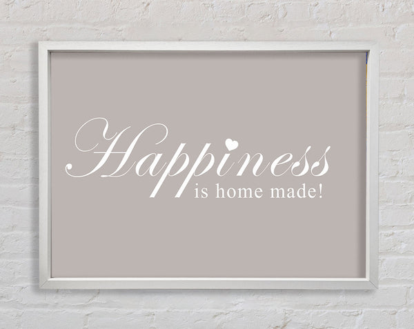 Home Quote Happiness Is Home Made Beige Framed Print