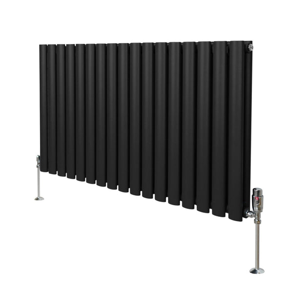 Oval Column Radiator & Valves - 600mm x 1020mm Black