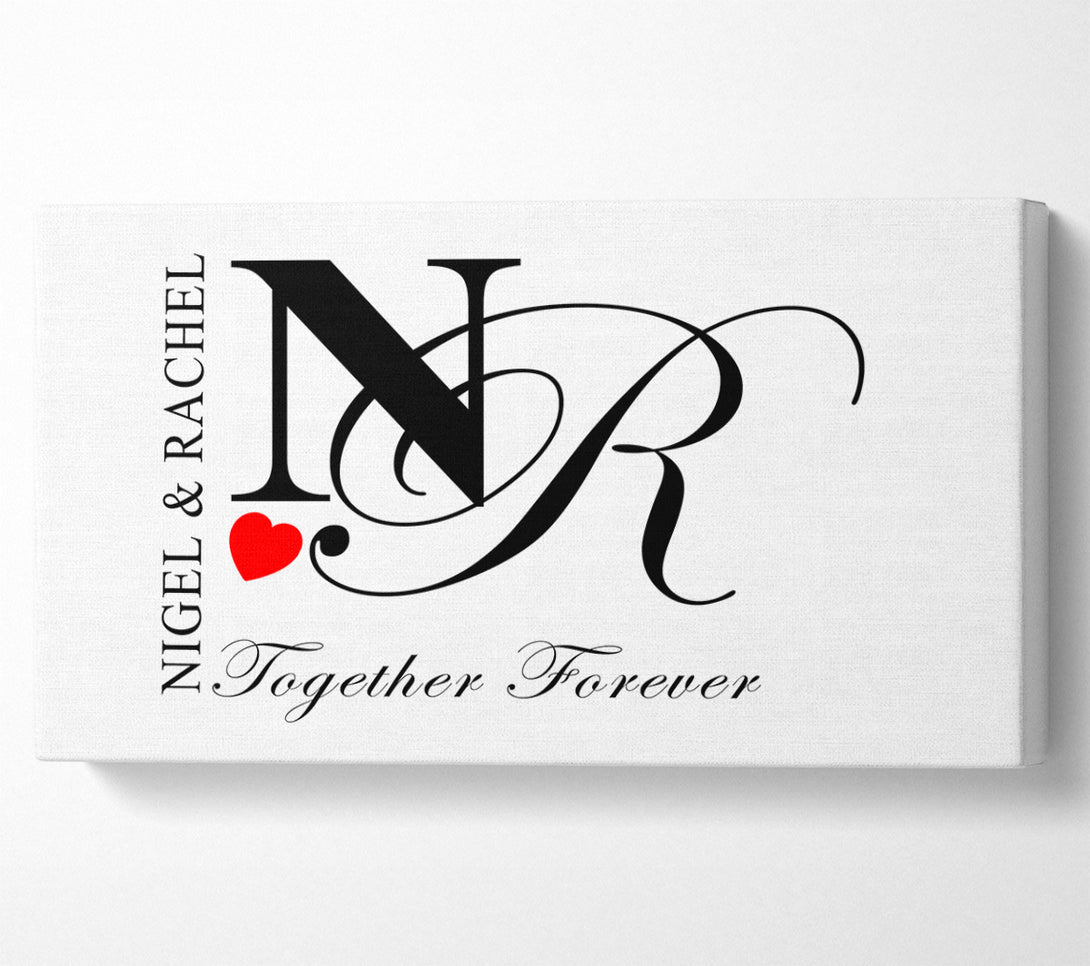  A Canvas Print of Your Names And Initials Together Forever White Canvas Print
