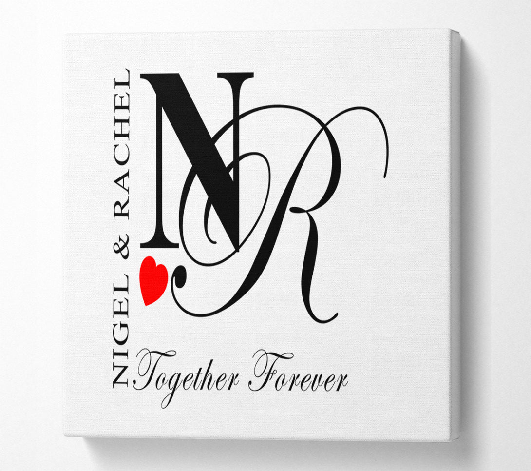  A Canvas Print of Your Names And Initials Together Forever White Canvas Print