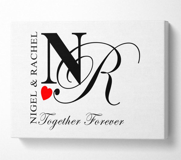  A Canvas Print of Your Names And Initials Together Forever White Canvas Print