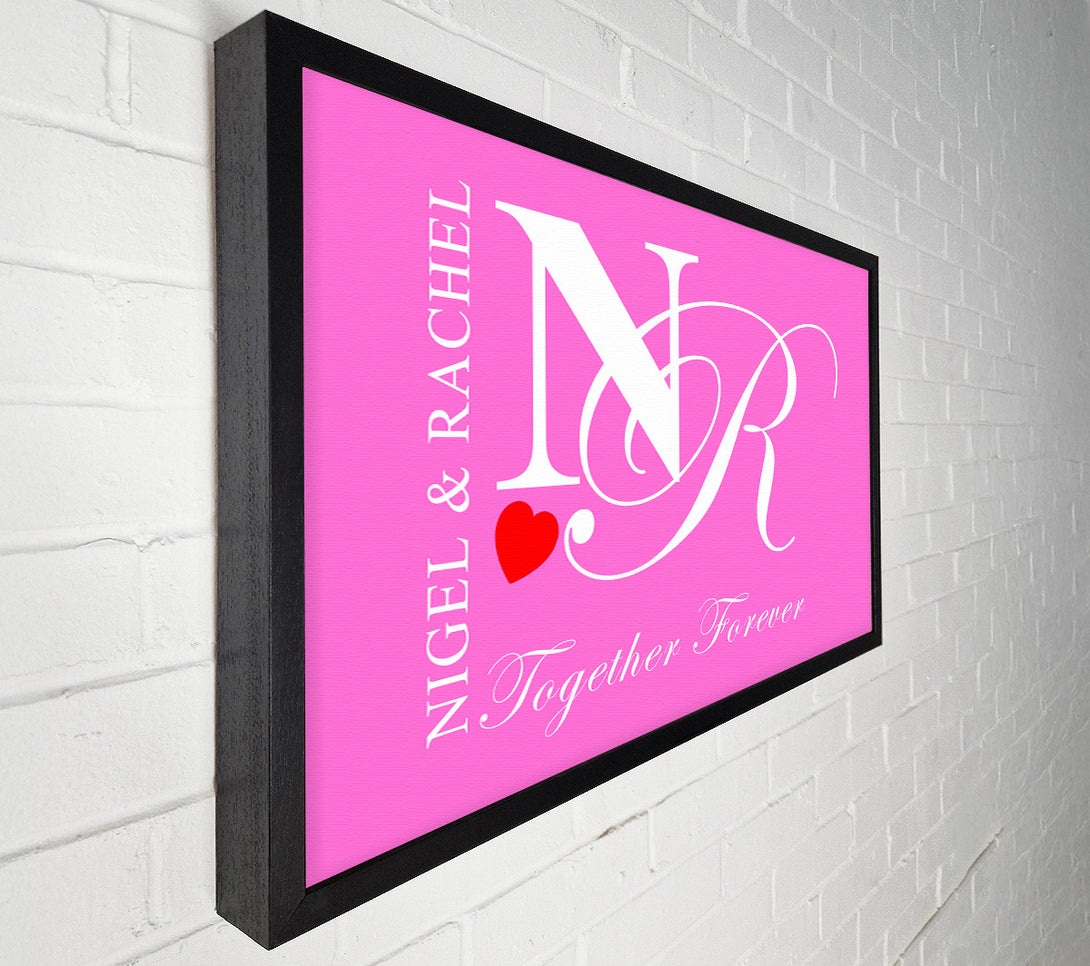  A Canvas Print of Your Names And Initials Together Forever Vivid Pink Canvas Wall Art