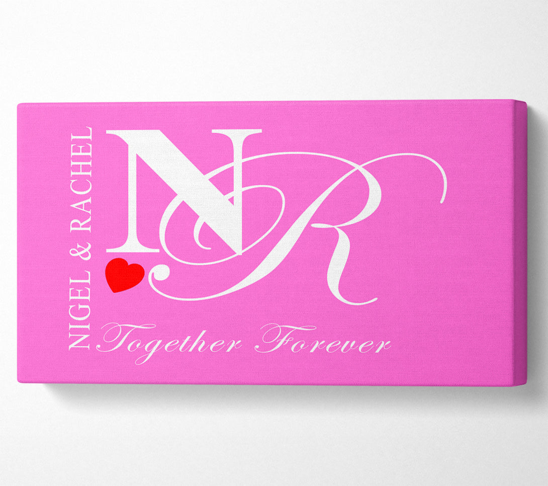  A Canvas Print of Your Names And Initials Together Forever Vivid Pink Canvas Wall Art