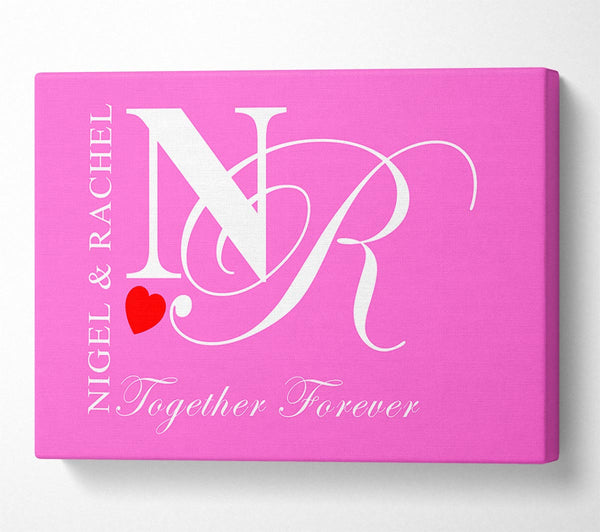  A Canvas Print of Your Names And Initials Together Forever Vivid Pink Canvas Wall Art