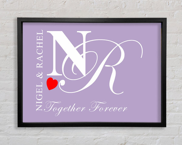 Your Names And Initials Together Forever Lilac Framed Print