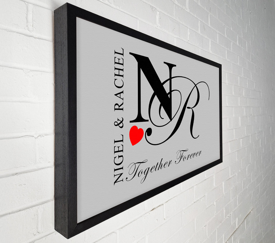  A Canvas Print of Your Names And Initials Together Forever Grey Canvas Wall Art