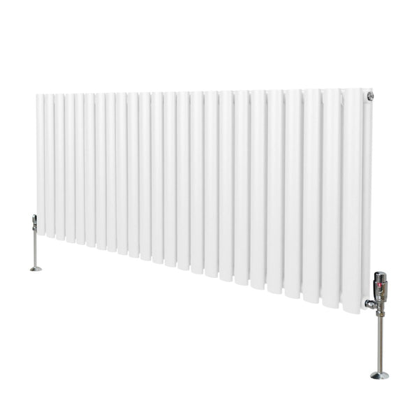Oval Column Radiator & Valves - 600mm x 1440mm White