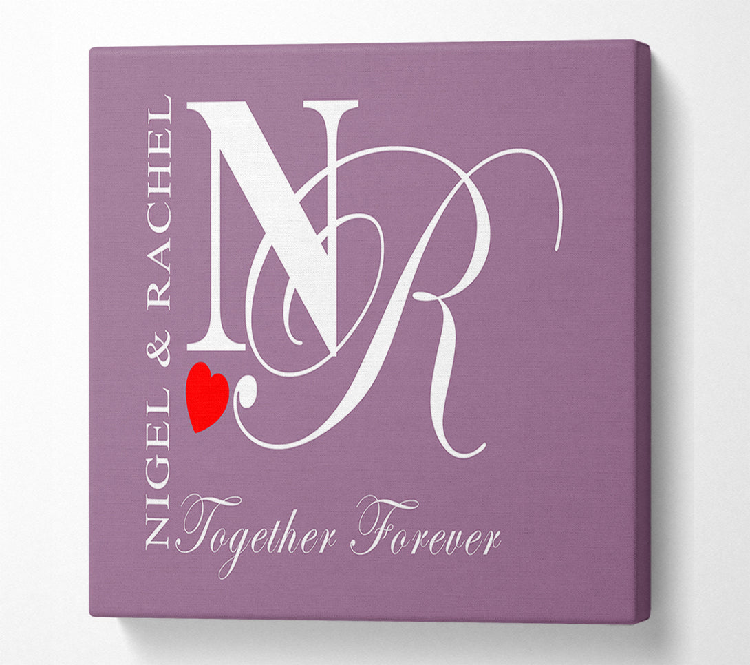  A Canvas Print of Your Names And Initials Together Forever Dusty Pink Canvas Art