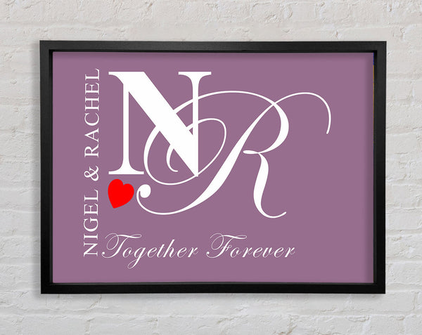 Your Names And Initials Together Forever Dusty Pink Framed Print