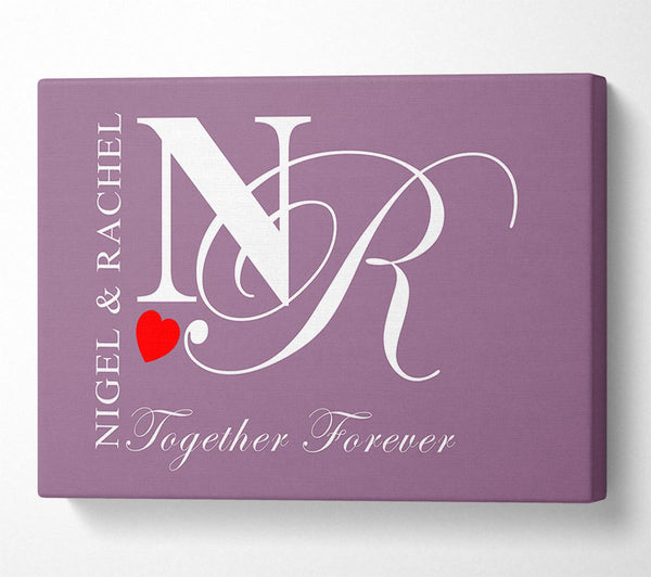  A Canvas Print of Your Names And Initials Together Forever Dusty Pink Canvas Art