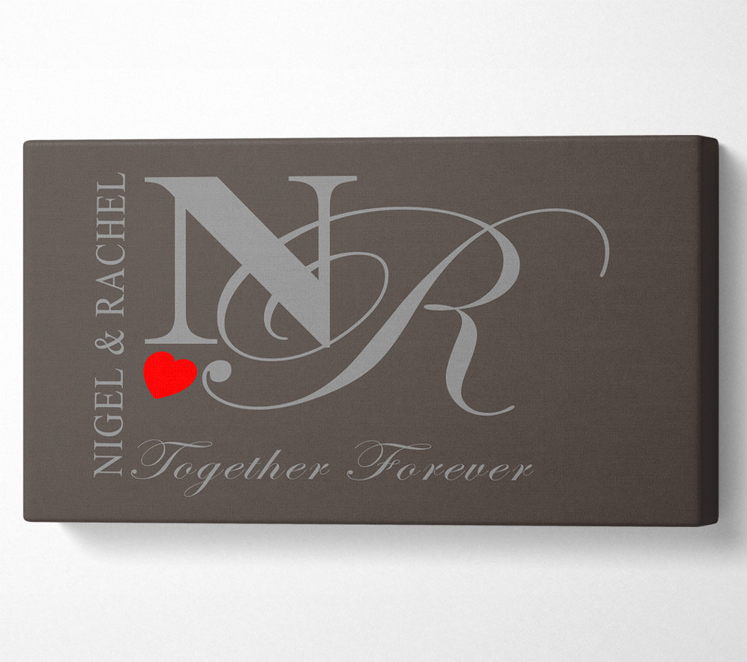  A Canvas Print of Your Names And Initials Together Forever Chocolate Canvas Print