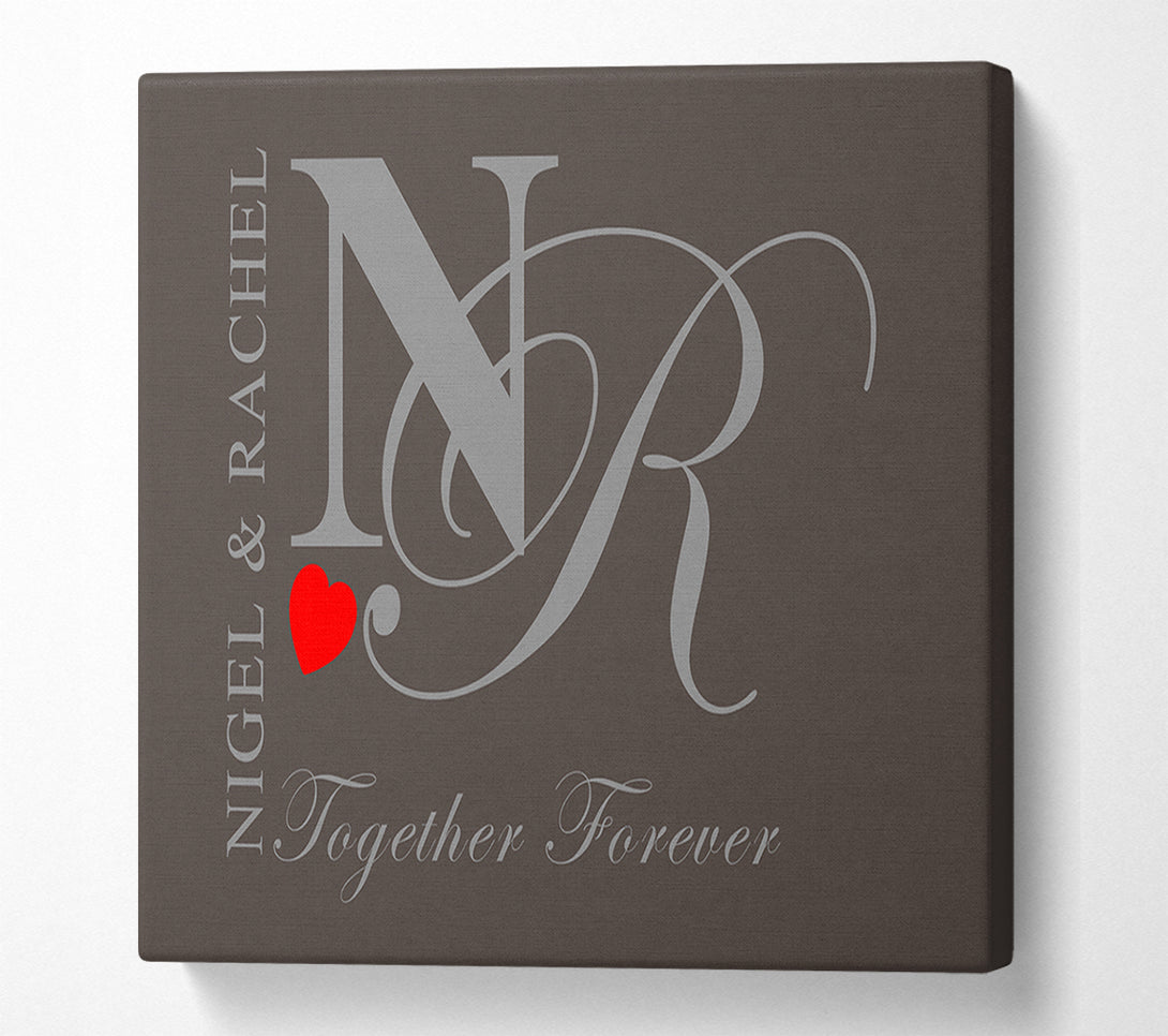  A Canvas Print of Your Names And Initials Together Forever Chocolate Canvas Print