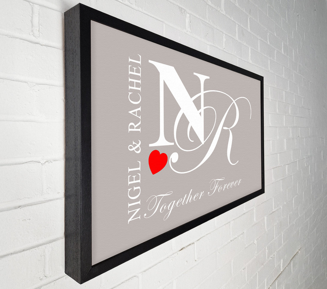  A Canvas Print of Your Names And Initials Together Forever Beige Canvas Art