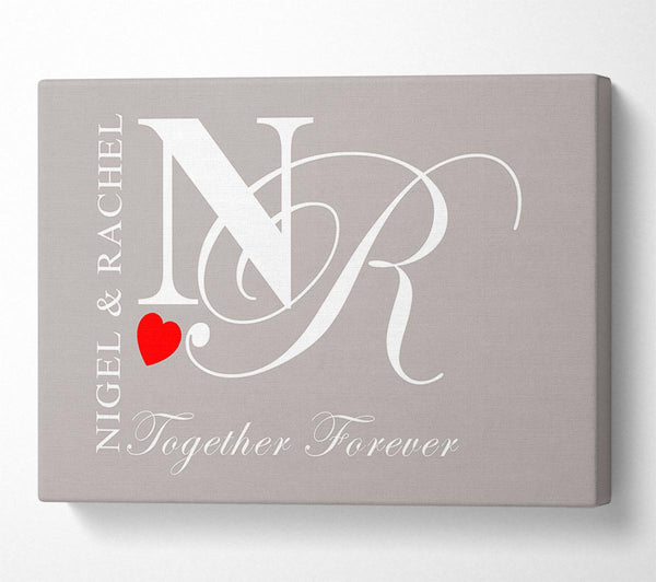  A Canvas Print of Your Names And Initials Together Forever Beige Canvas Art