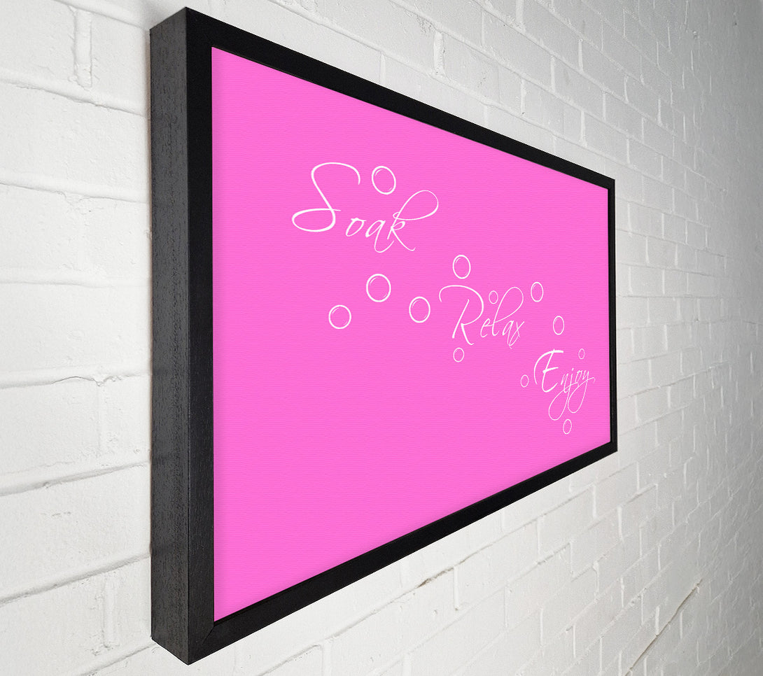  A Canvas Print of Bathroom Quote Soak Relax Enjoy Vivid Pink Canvas Wall Art