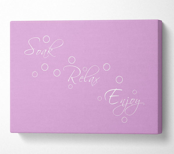  A Canvas Print of Bathroom Quote Soak Relax Enjoy Pink Canvas Wall Art