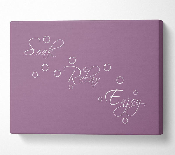  A Canvas Print of Bathroom Quote Soak Relax Enjoy Dusty Pink Canvas Art