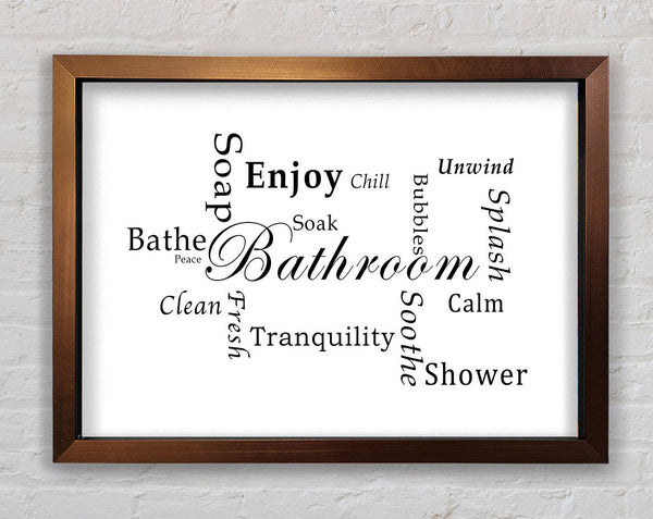 Bathroom Quote Bathroom Tranquility White Framed Print