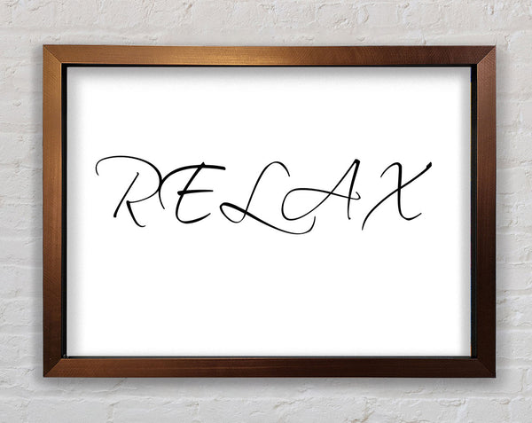 Bathroom Quote Relax White Framed Print