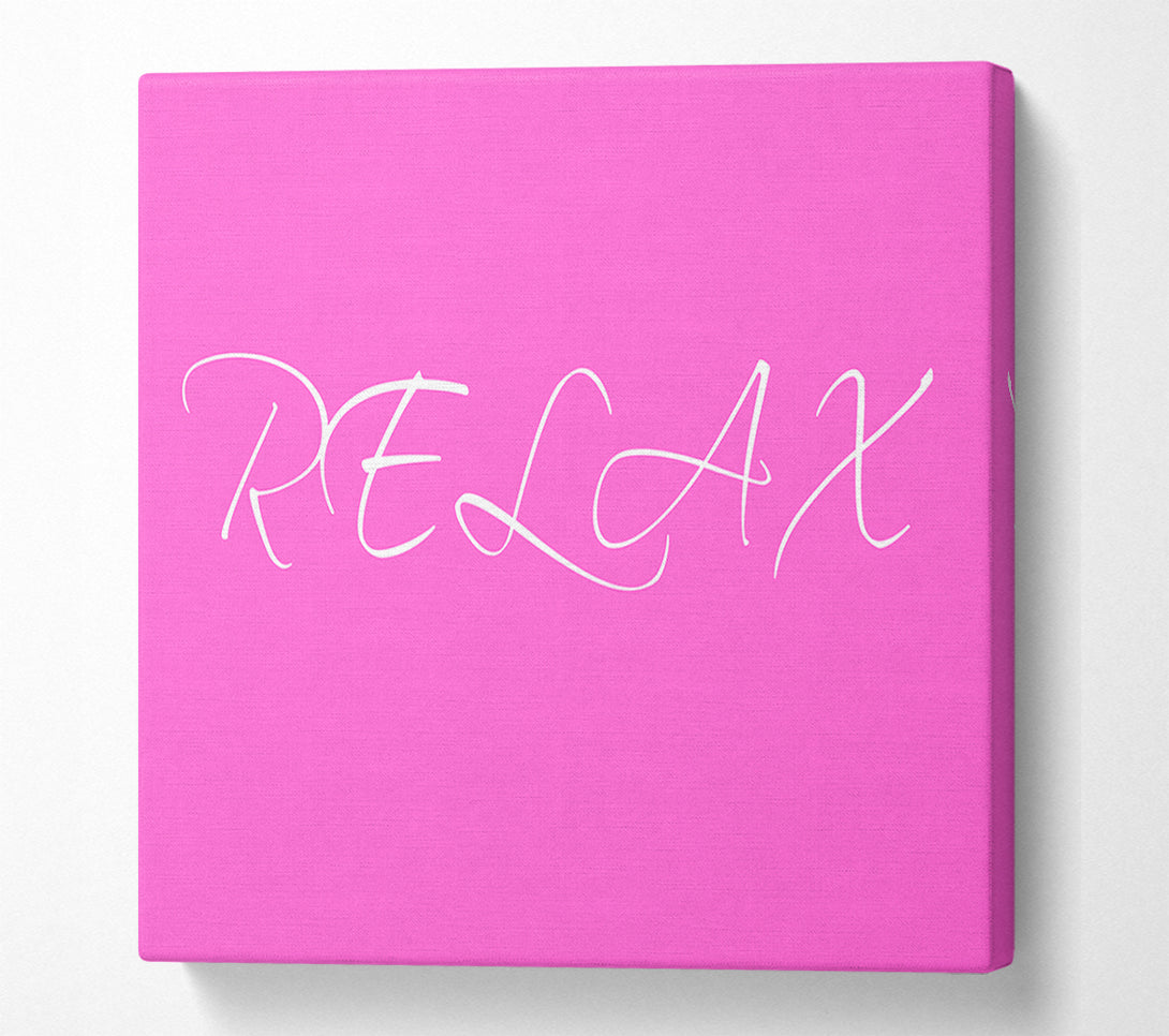  A Canvas Print of Bathroom Quote Relax Vivid Pink Canvas Print