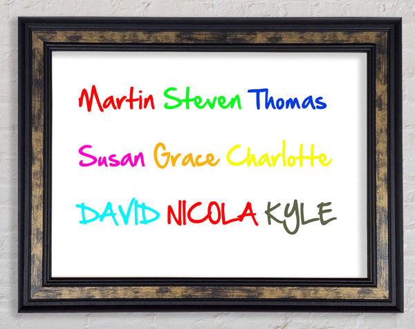 Your Name In A Choice Of Colours White Framed Print
