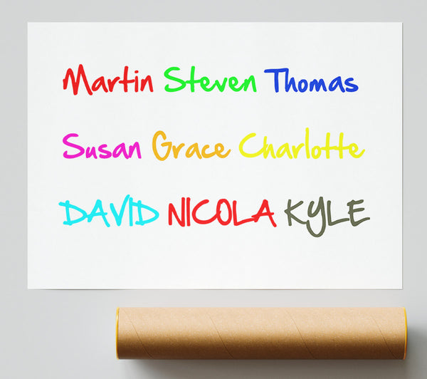 Your Name In A Choice Of Colours White Print