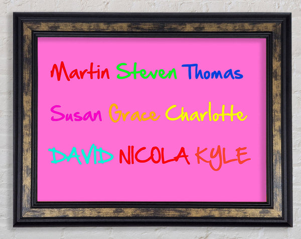 Girls Room Quote Your Name In A Choice Of Colours Vivid Pink Framed Print