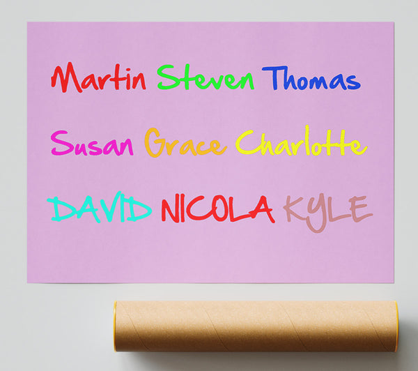 Your Name In A Choice Of Colours Pink Giclee Print