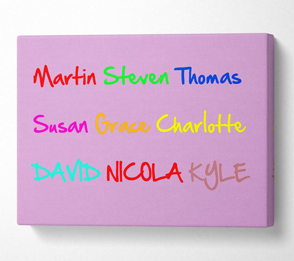  A Canvas Print of Your Name In A Choice Of Colours Pink Canvas Art